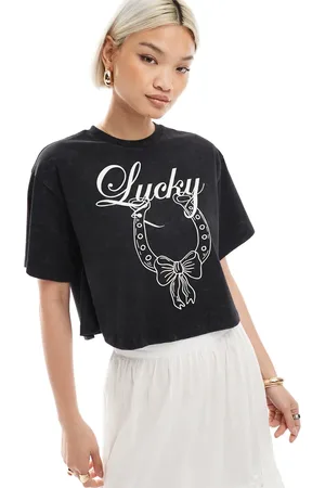 Miss Selfridge Cropped T-shirt med 