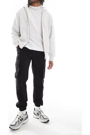 Only & Sons Sorte og tapered cargobukser i techstof
