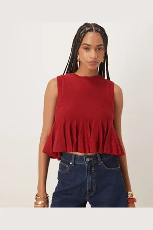 ASOS Strikket tanktop med peplum-flæsekant