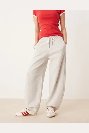 Abercrombie & Fitch Gråmelerede joggingbukser med mellemhøj talje og tøndeformede ben