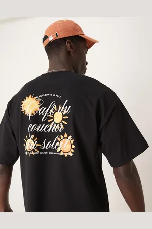 SELECTED Oversized T-shirt med solprint på ryggen i kraftigt stof