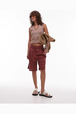 Topshop Longline-shorts i hør-Rød