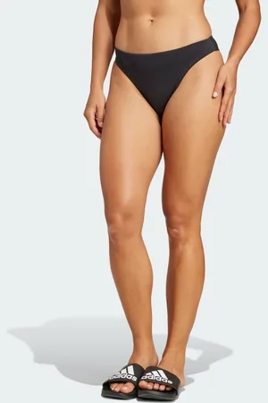 adidas Iconisea - Sorte bikinitrusser med mellemhøj talje og hvidt logo
