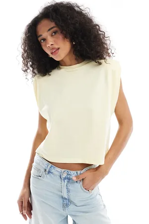 ASOS Lysegul ærmeløs top med skulderpuder