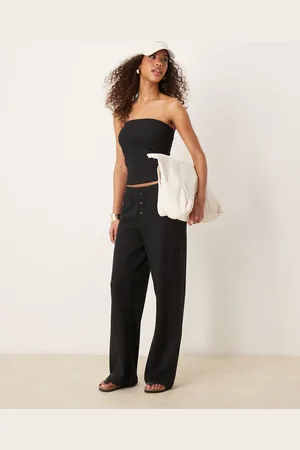 ASOS Sorte bukser med brede ben og vaffeltekstur