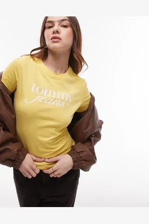 Tommy Hilfiger Gul baby-T-shirt med retro-tekstlogo