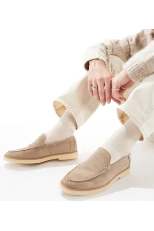 Schuh Riggs - Gyldenbrune loafers i ruskind-Neutral