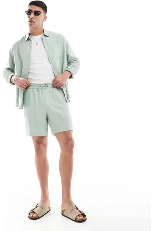 New Look Lysegrønne shorts i hørblanding - Del af sæt