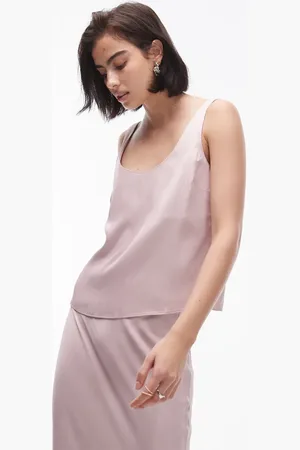 Topshop Cami-top med dyb, rund hals - Del af sæt-Lyserød