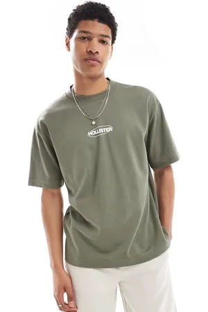 Hollister Olivengrøn T-shirt med boblelogo i firkantet pasform