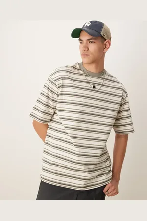 SELECTED Kraftig oversized T-shirt med grønne striber
