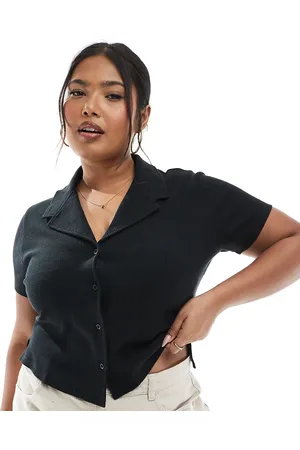 ASOS ASOS DESIGN Curve - krympet skjorte med vaffeltekstur og reverskrave