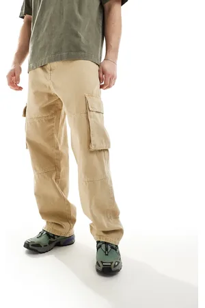Bershka Beige cargobukser med lige ben