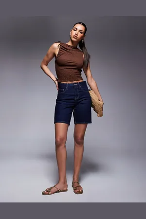 River Island Bermuda-denimshorts i mørkeblå vask