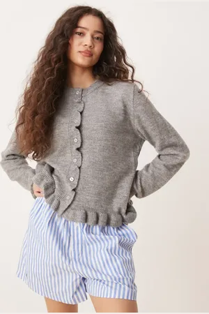 JDY Strikket cardigan med flæsedetaljer