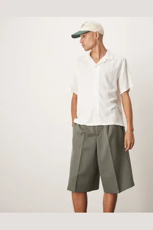 ASOS Falmet grønne elegante oversized bermudashorts med plisseringer foran