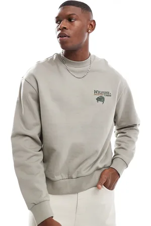 ASOS Grå oversized firkantet sweatshirt med vintage print på brystet