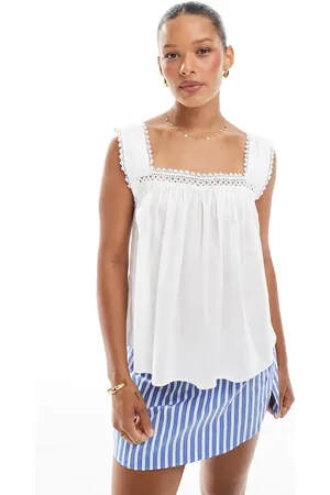 ASOS Cami-top med firkantet hals og blondedetaljer