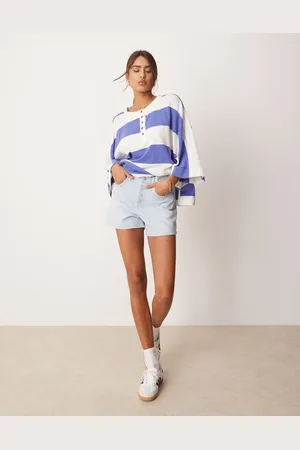 Free People Tippie - Blå denimshorts med mellemhøj talje
