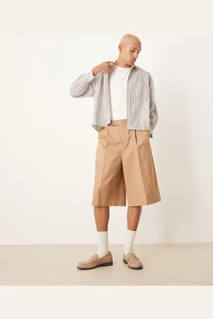 ASOS Beige oversized elegante bermuda-shorts-Neutral
