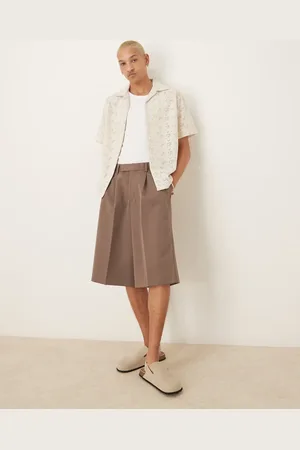 ASOS Brune elegante oversized bermudashorts med plisseringer foran