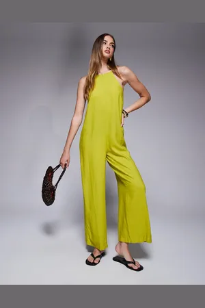 River Island Limegrønt jumpsuit i hør