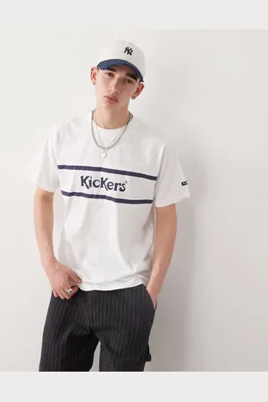 Kickers Ecrufarvet oversized T-shirt med marineblå 