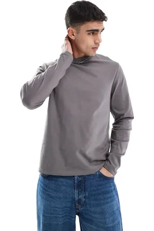 ASOS Essentials - Koksgrå og langærmet T-shirt med rund hals