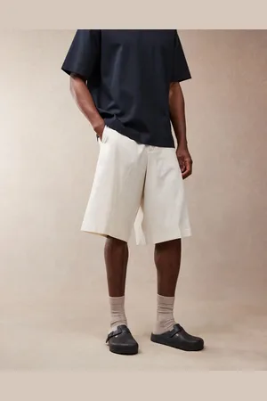 ASOS Ecrufarvede oversized elegante bermudashorts i hørblanding-Hvid