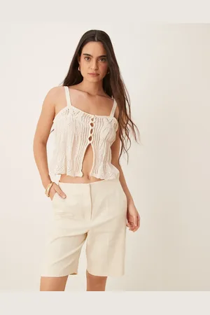 MANGO Ecrufarvede skræddersyede shorts i hørlook-Neutral
