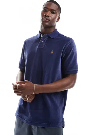 Ralph Lauren Klassisk oversized polo med logoikon i marineblåt fløjlsstrik