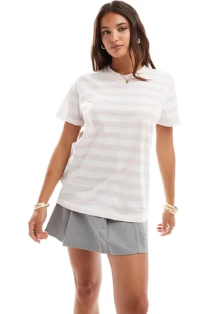ASOS Ultimate - T-shirt med rund hals og pink striber-Lyserød