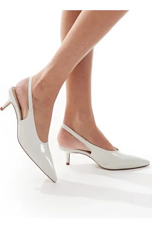 Aldo Oceweth - Hvide sko i læder med slingback-rem og kitten-hæl