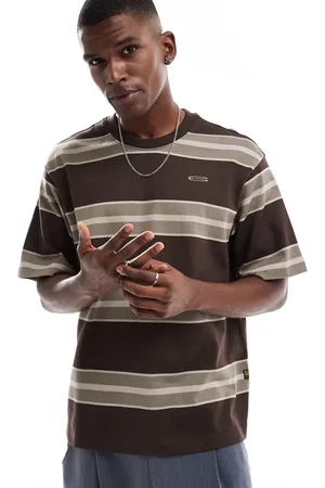 G-Star Oversized T-shirt med beige striber i firkantet pasform