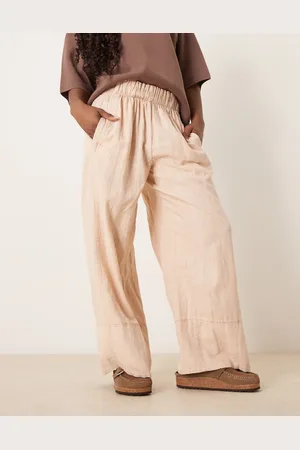 Free People Days End - Sandfarvede pull-on bukser i hør-Grå