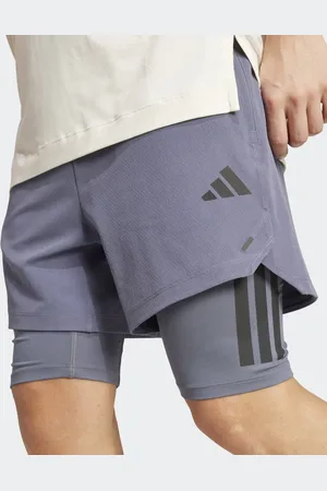 adidas Grå 2-i-1-powershorts med sorte detaljer