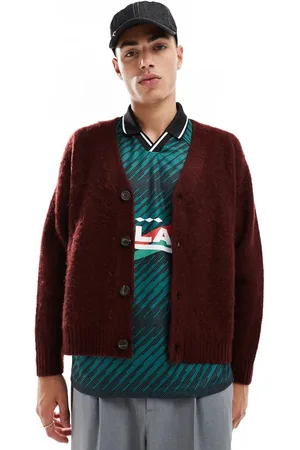 Cotton On Cotton On - Rødbrun cardigan i strik med firkantet pasform