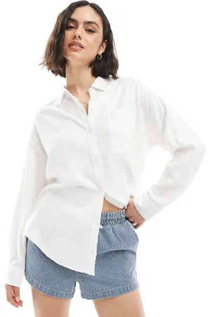 Hollister Oversized skjorte i hørblanding