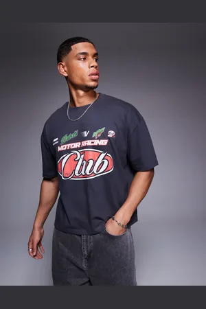 ASOS Koksgrå oversized T-shirt med grafisk sportsprint i firkantet pasform