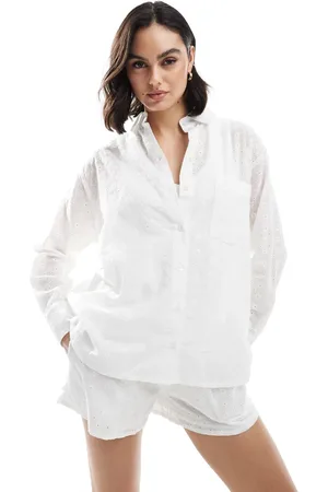 Daisy Street Oversized skjorte med broderi - Del af sæt