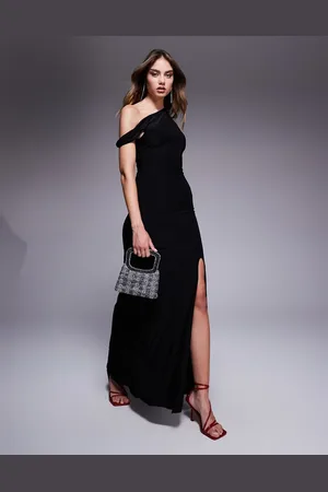 Fashionkilla Tætsiddende maxikjole med oneshoulder-snit, strop og dobbelt formgivende effekt