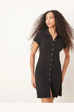 ASOS Tea-minikjole med krave, søjlesnit, knapper og afkortede ærmer