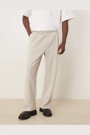 ASOS Elegante joggingbukser med vide ben i scuba-stof - Del af sæt-Neutral