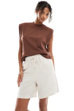 ONLY Beige shorts i hørblanding-Neutral