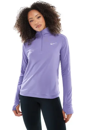 Nike Nike - Running Pacer Dri-FIT - Lilla langærmet top med halv lynlås