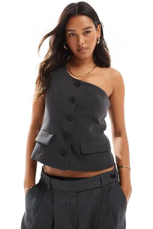 ONLY Skræddersyet grå oneshoulder-top