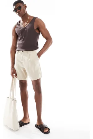 New Look Shorts med læg foran i hørblanding-Neutral