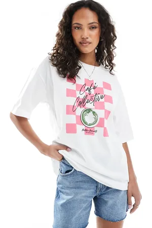 JJXX Hvid og oversized T-shirt med matcha-print