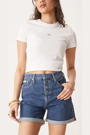 Calvin Klein Mørkeblå mom-shorts med opsmøgne buksekanter