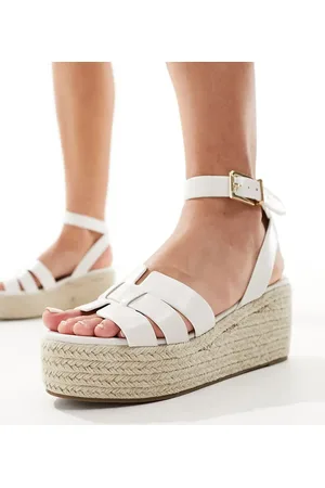 Raid Harlene - Hvide espadrille-sandaler med plateau-sål